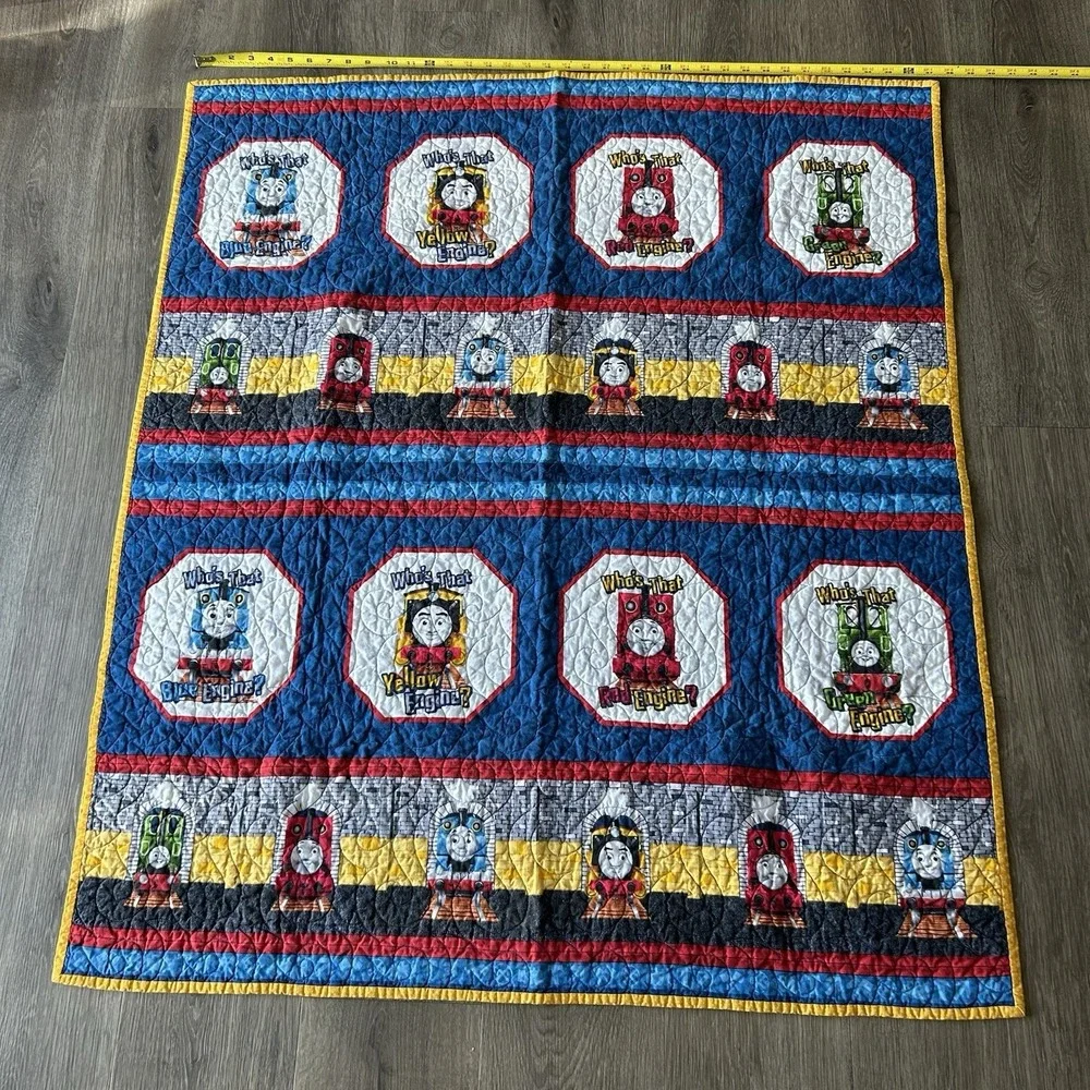 Thomas Tank Engine Train Baby Toddler Blanket Comforter Quilt 37x42 Vintage GUC